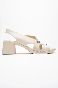 Forever & Always Womens Crina Elasticated Leather Chunky Heel Sandal