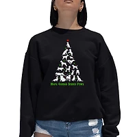 LA Pop Art Here Comes Santa Paws - Women's Word Crewneck Sweatshirt