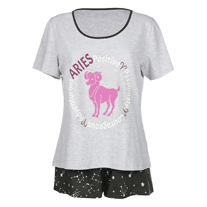 MeMoi Women's Aries Zodiac Sign PJ Short Set