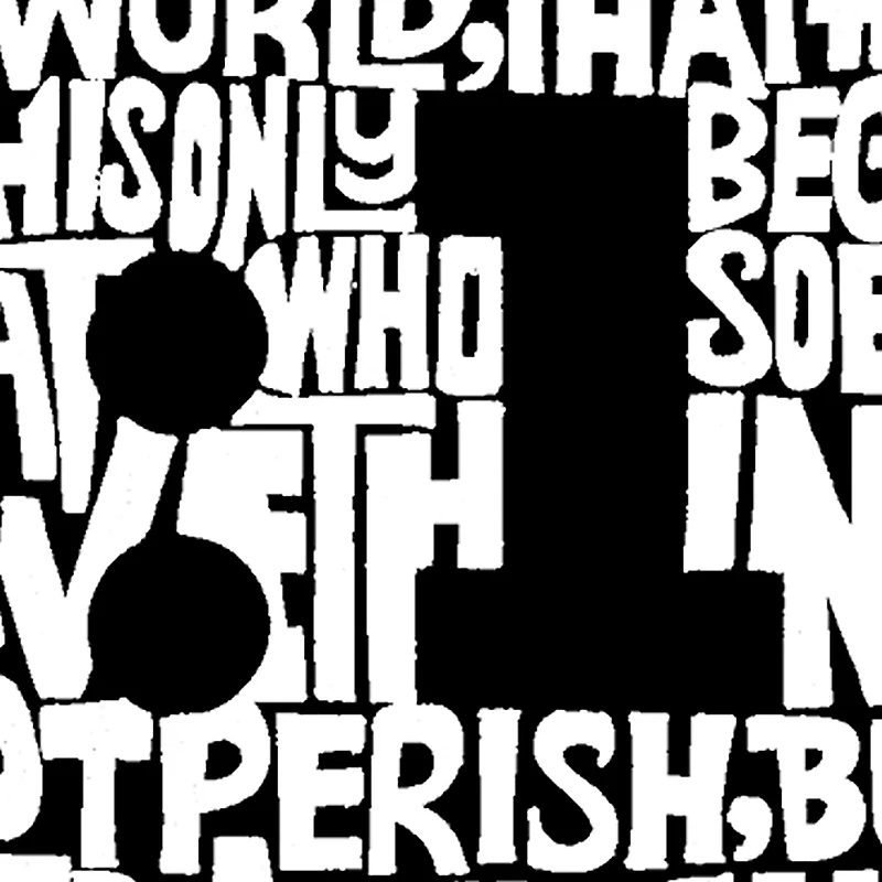 LA Pop Art Men's John 3:16 Word T-Shirt - 100% Cotton, Crew Neck, Short Sleeve