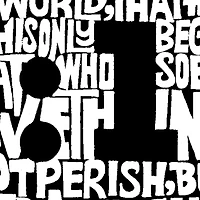 LA Pop Art Men's John 3:16 Word T-Shirt - 100% Cotton, Crew Neck, Short Sleeve