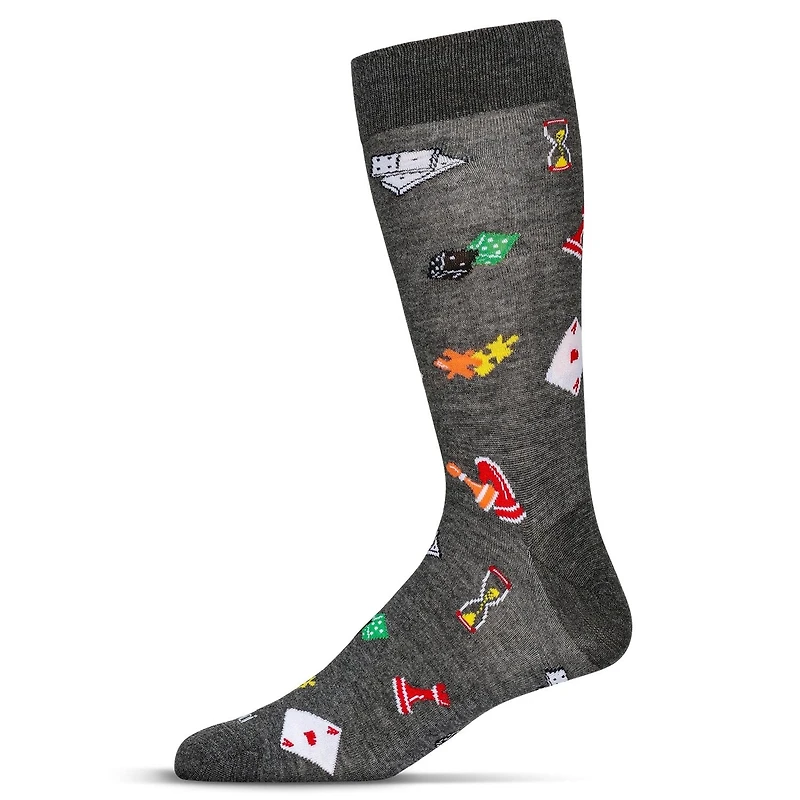 MeMoi Men's Embroidered Games Bamboo Crew Socks