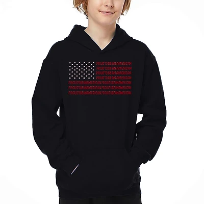 LA Pop Art Boy's Word Hoodie - Proud To Be An American