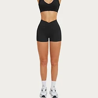 Anna-Kaci Women's High Waist Crossover Athletic Biker Shorts Stretch Workout Yoga with Side Pocket