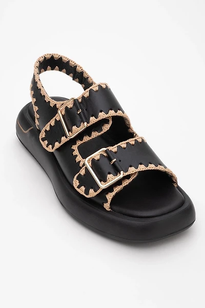Forever & Always Womens Douro Braided Rope Strap Leather Sandals