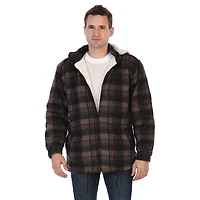 Gioberti Men's Sherpa Lined Flannel Jacket with Removable Hood