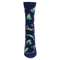 MeMoi Women's Embroidered Frogs Bamboo Crew Socks