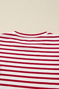Threaded Pear Women's Meilani Stripe Ruffle Trim Long Sleeve Top