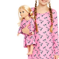 Leveret Girl & Doll Matching Novelty Print Long Sleeve Nightgown Set
