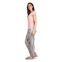Women's Get Tropical T-Shirt and Striped Pants Pajama Set
