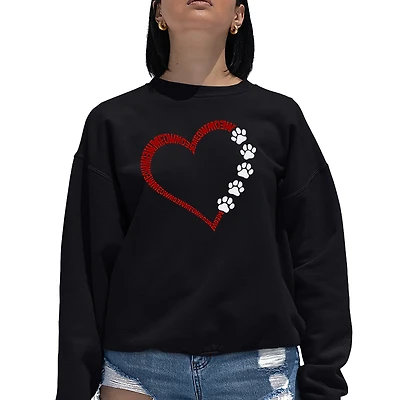 LA Pop Art Meow Heart - Women's Word Crewneck Sweatshirt