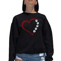 LA Pop Art Meow Heart - Women's Word Crewneck Sweatshirt