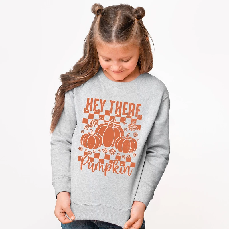 The Juniper Shop - Youth Graphic Sweatshirt Hey There Pumpkin Checkered