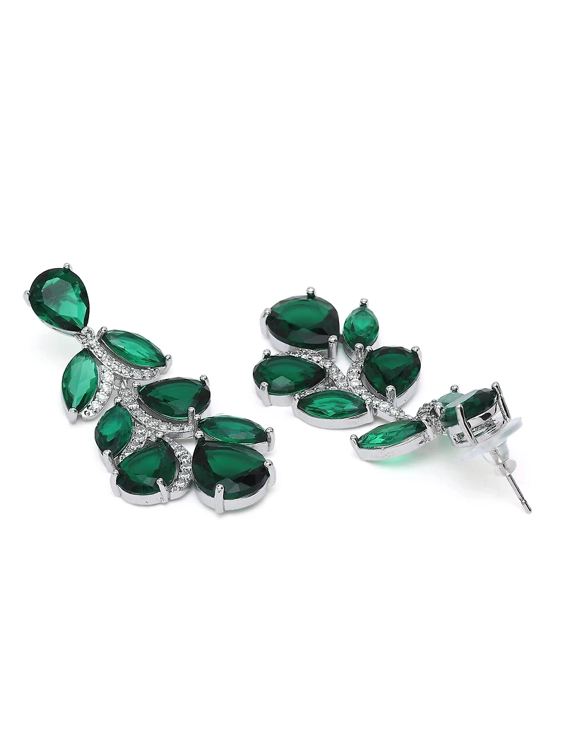 AGP PARIS Womens Leaf Cluster Statement Drop Earrings