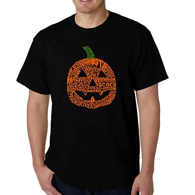 LA Pop Art Men's Pumpkin Word T-Shirt - Crew Neck, 100% Cotton