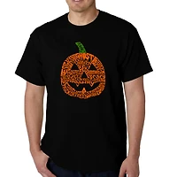 LA Pop Art Men's Pumpkin Word T-Shirt - Crew Neck, 100% Cotton