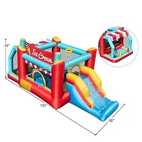 SUGIFT Multicolor 5-in-1 Ice Cream Kids Bounce House with 63-in Slide Ball Pit and 520W Blower 187-in Long