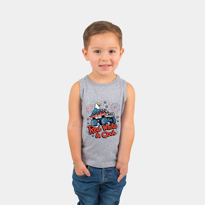 The Juniper Shop - Red, White & Cool Truck Eagle Toddler Graphic Tank