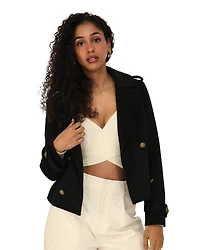 Belle & Bloom Womens Better Off Wool Blend Military Peacoat