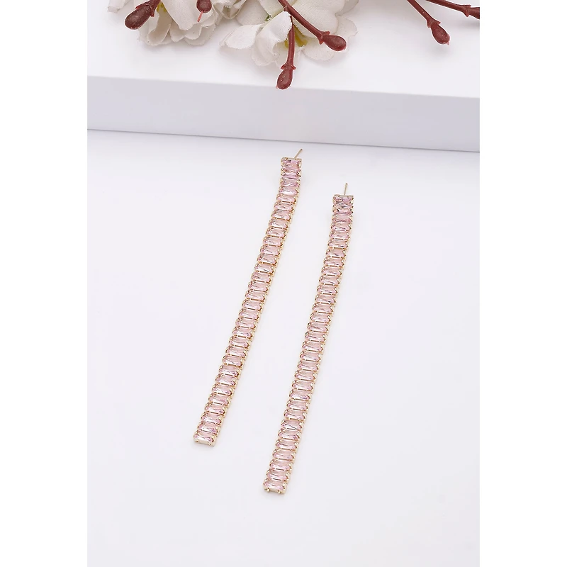 AGP PARIS Womens Pink Long Linear Drop Earrings