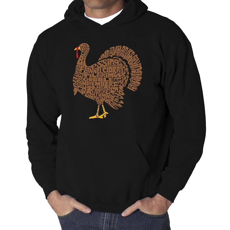 LA Pop Art Thankgiving Turkey - Men's Word Hooded Sweatshirt