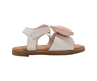bebe Toddler Girl's Strappy Sandals with Bow Detail Hook and Loop Closure