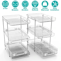 GBruno 2-Pack 3-Tier Clear Organizer With Drawers