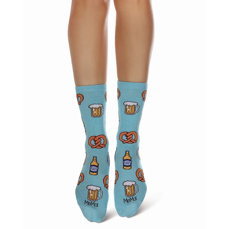 MeMoi Women's Pretzels & Beer Bamboo Crew Socks