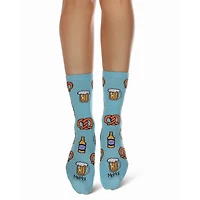 MeMoi Women's Pretzels & Beer Bamboo Crew Socks