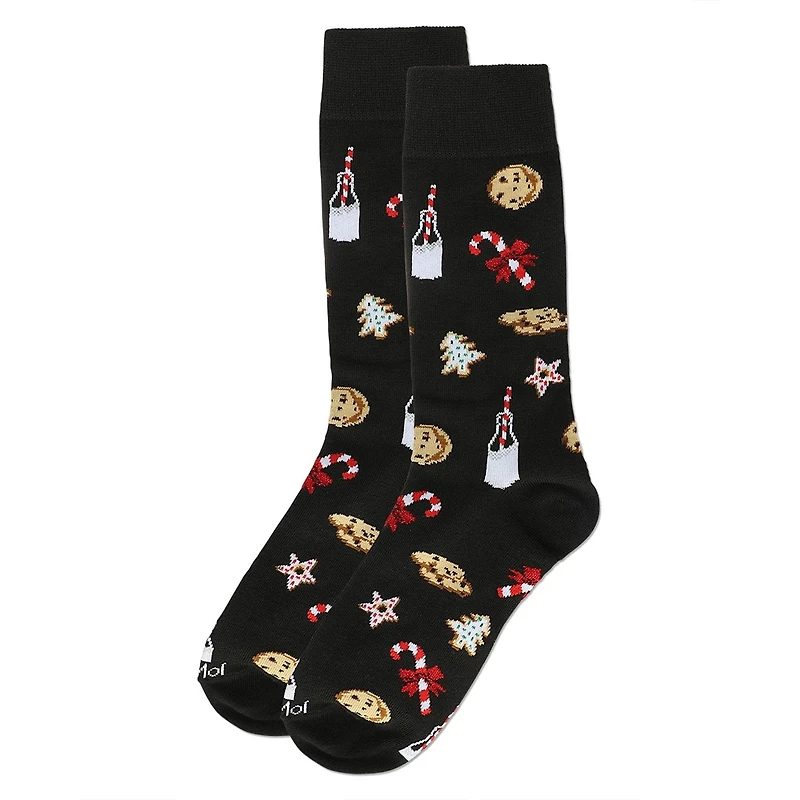 MeMoi Men's Milk & Cookies Holiday Crew Socks