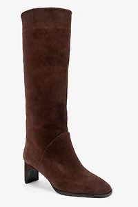 Forever & Always Womens Taly Leather Block Heel Knee High Boots