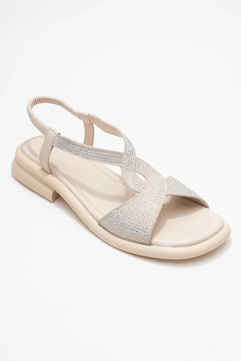 Forever & Always Womens Sieglinde Embellished Leather Sandals