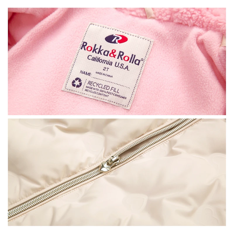 Rokka&Rolla Baby Girls Fleece-Lined Heart Puffer Jacket