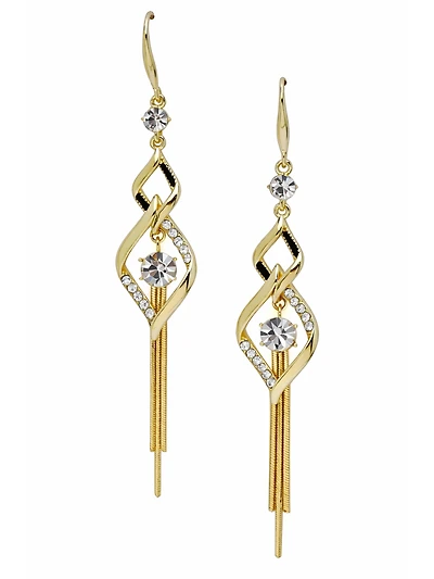 AGP PARIS Womens Twist Link Tassel Drop Earrings