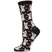 MeMoi Puppy Love Bamboo Blend Crew Socks