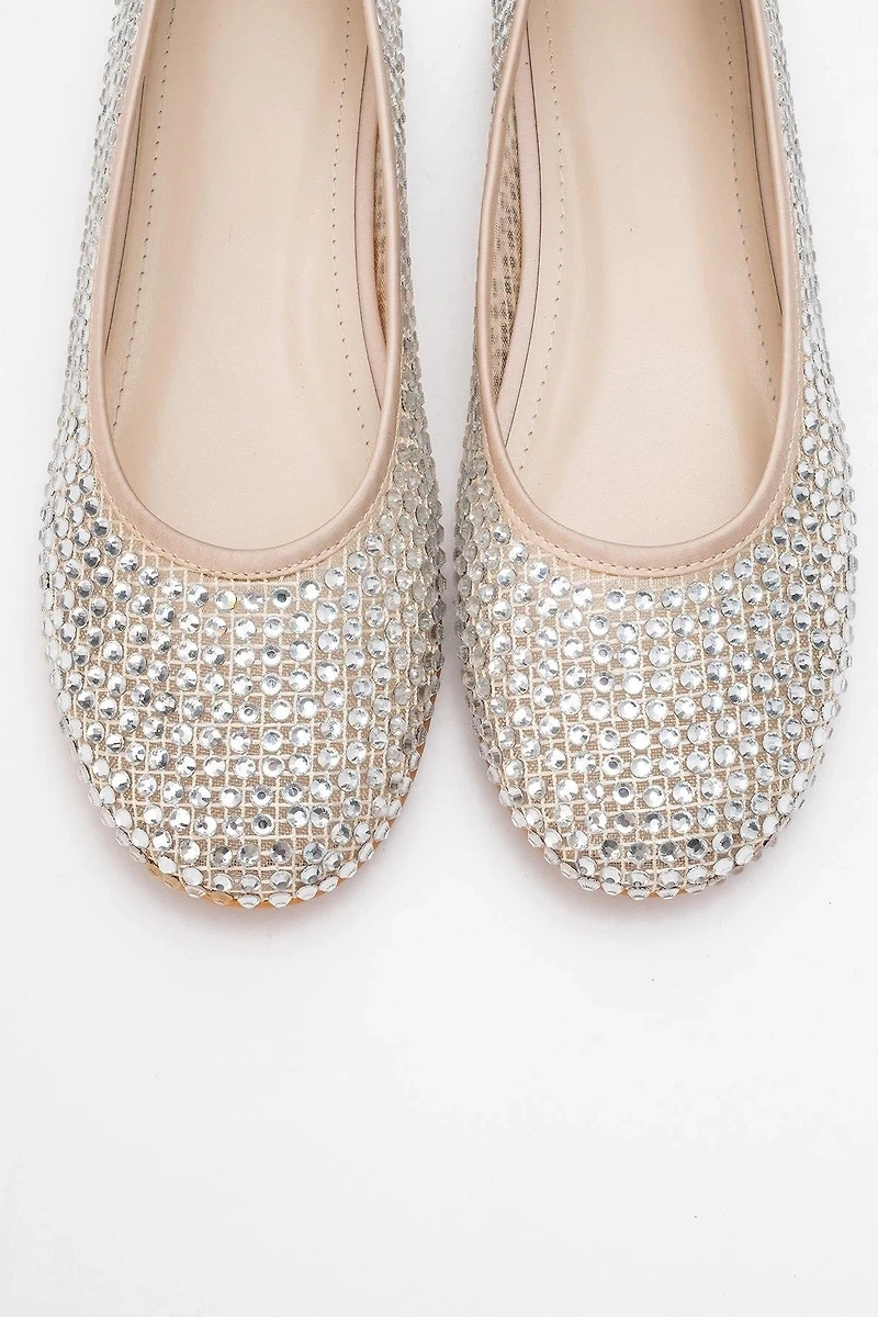 Prologue Shoes Womens Runway Mesh Embellished Ballet Flat
