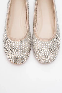Prologue Shoes Womens Runway Mesh Embellished Ballet Flat