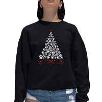 LA Pop Art Paw Christmas Tree - Women's Word Crewneck Sweatshirt