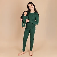 Leveret Girl & Doll Matching Solid Cotton Christmas Pajamas