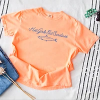 Simply Sage Market - Hot Girls Eat Sardines Cursive Women's Garment Dyed Graphic T-Shirt