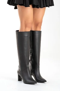 Forever & Always Womens Merla Leather Block Heel Boot