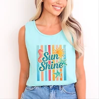 Simply Sage Market Sunshine Seahorse Stripes Women's Garment-Dyed Graphic Tank Top