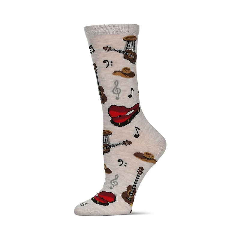 MeMoi Women's Guitars Bamboo Crew Socks