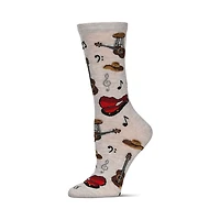 MeMoi Women's Guitars Bamboo Crew Socks