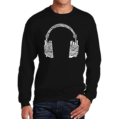 LA Pop Art Mood Headphones  - Men's Word Crew Sweatshirt