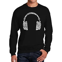 LA Pop Art Mood Headphones  - Men's Word Crew Sweatshirt