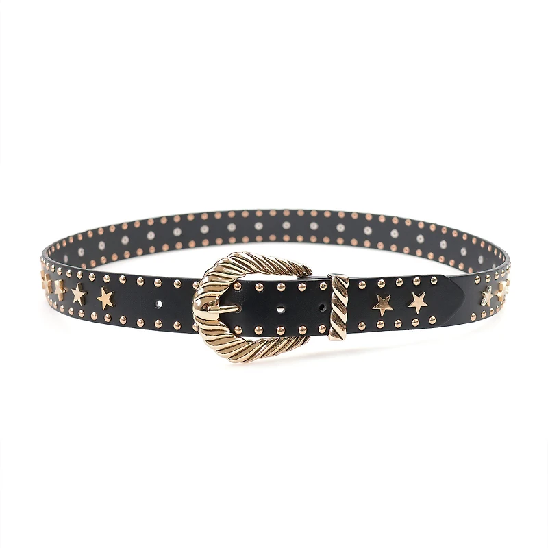 AGP PARIS Black Star Detail Women's Belt