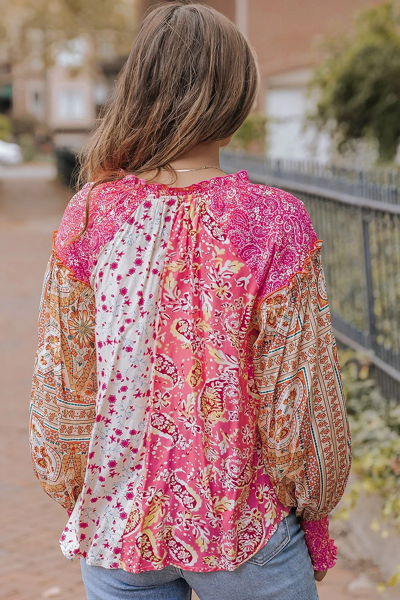 Threaded Pear Women's Adalee Printed Puff Sleeve Shirt