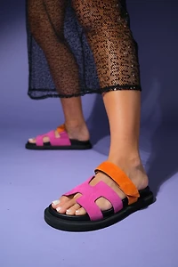 Forever & Always Womens Morte Leather Slide Sandals