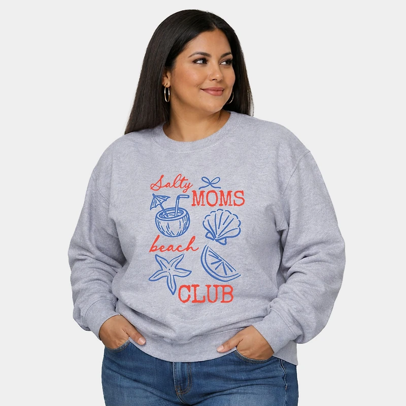 Simply Sage Market - Salty Moms Beach Club Outline  Women's Plus Sized Graphic Sweatshirt